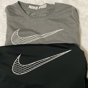 Nike Long Sleeve Tees. Black and Grey both YXL Dri-Fit Material